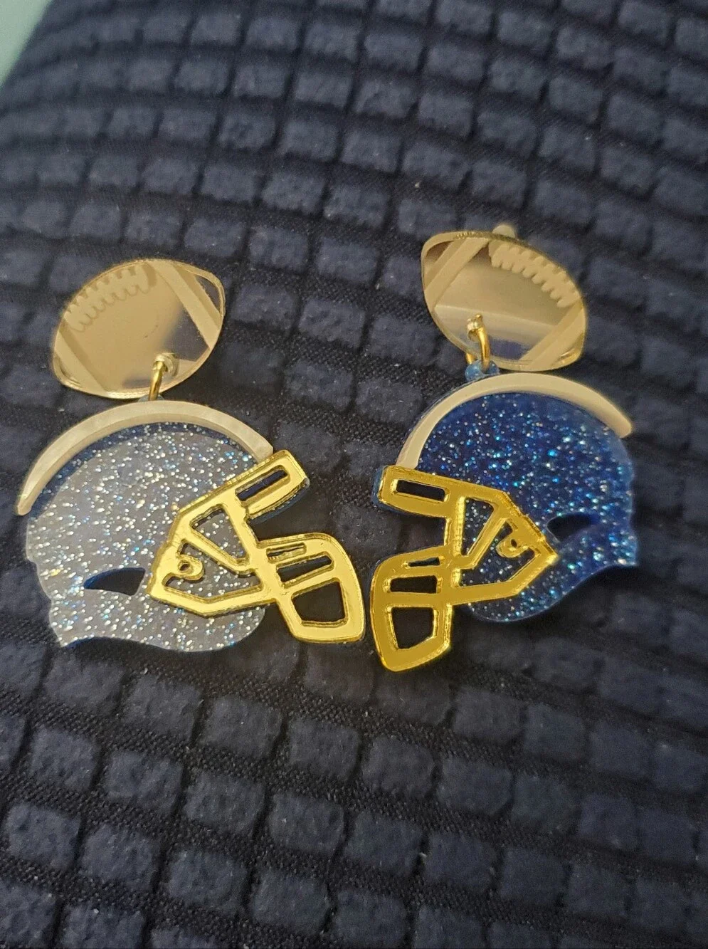 **SALE** Blue Football Helmet Earrings